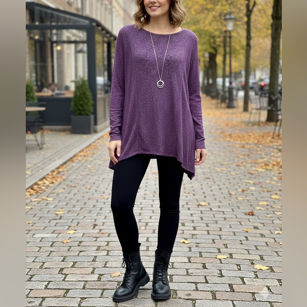 LAST CHANCE - Vera Wang Purple Sweater with Mesh Neckline